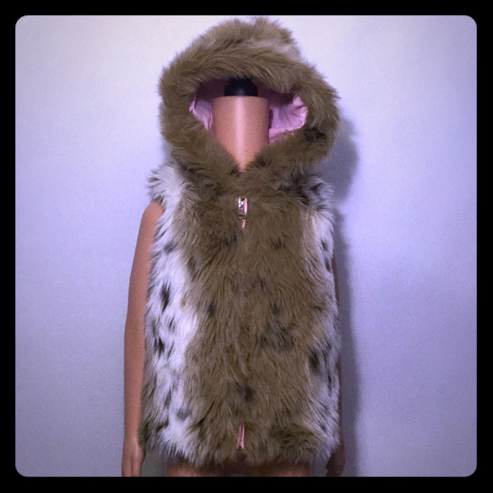 Children's Place Faux Fur Reversible Hooded Vest